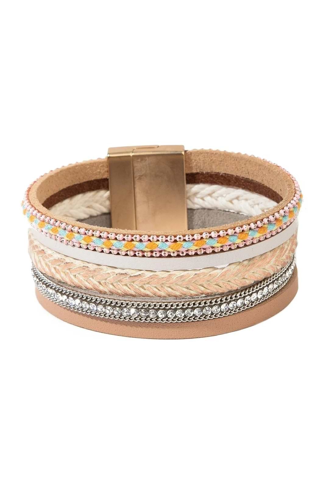 Rockaway Braided Leather Bracelet Bisque