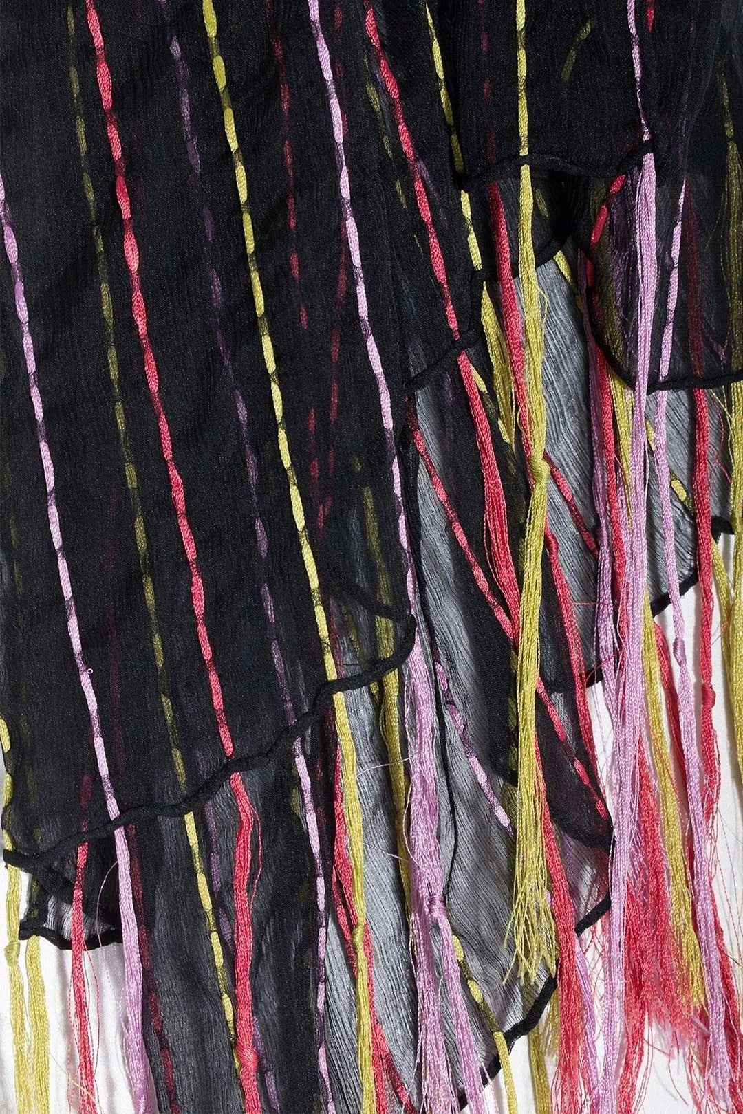 Rio Silk Scarf with Tassel - Black