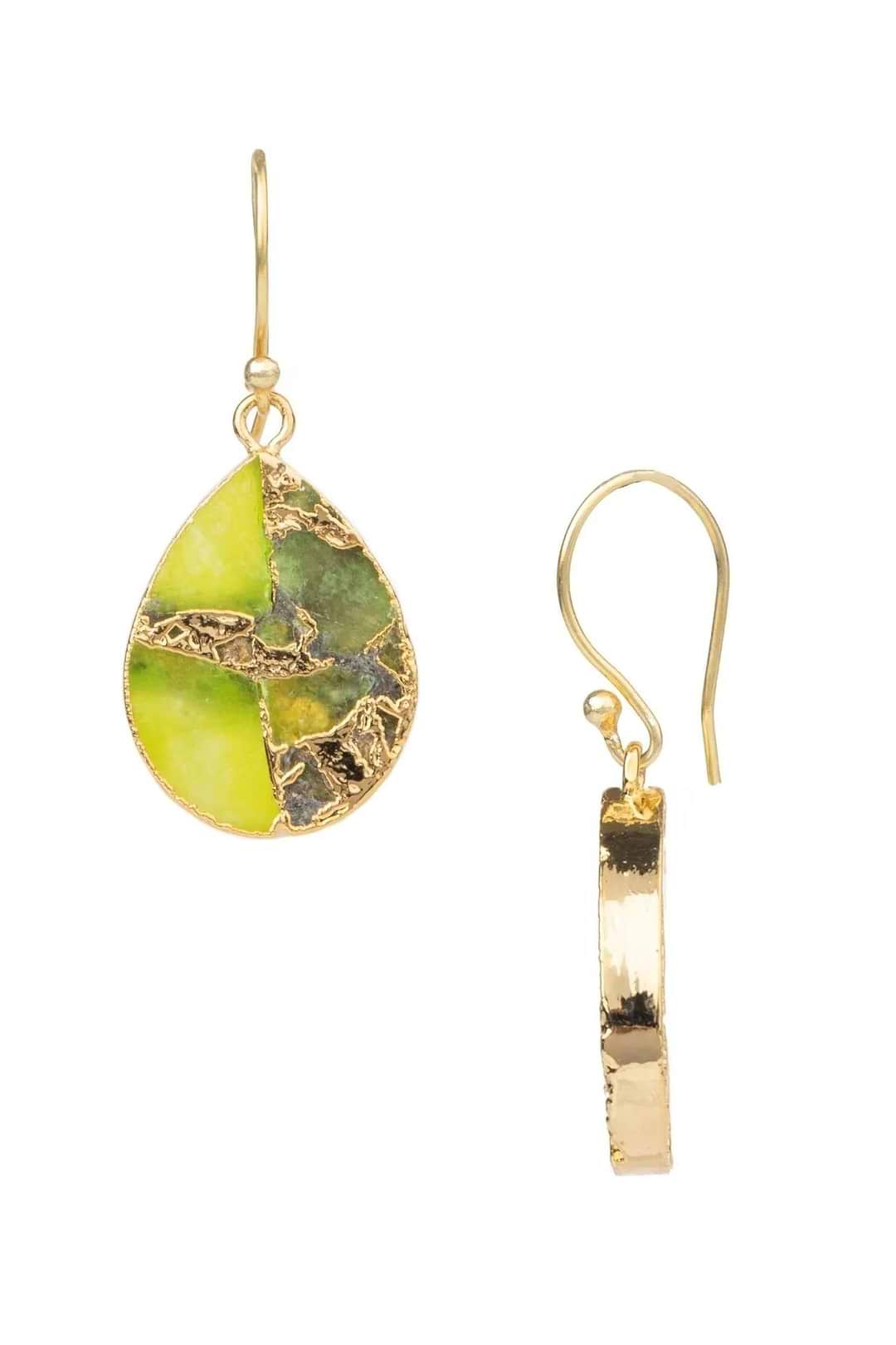 Mojave Pear Shape Gemstone Earrings Lawn Green