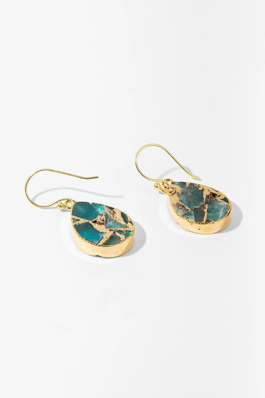 Mojave Pear Shape Gemstone Earrings Teal