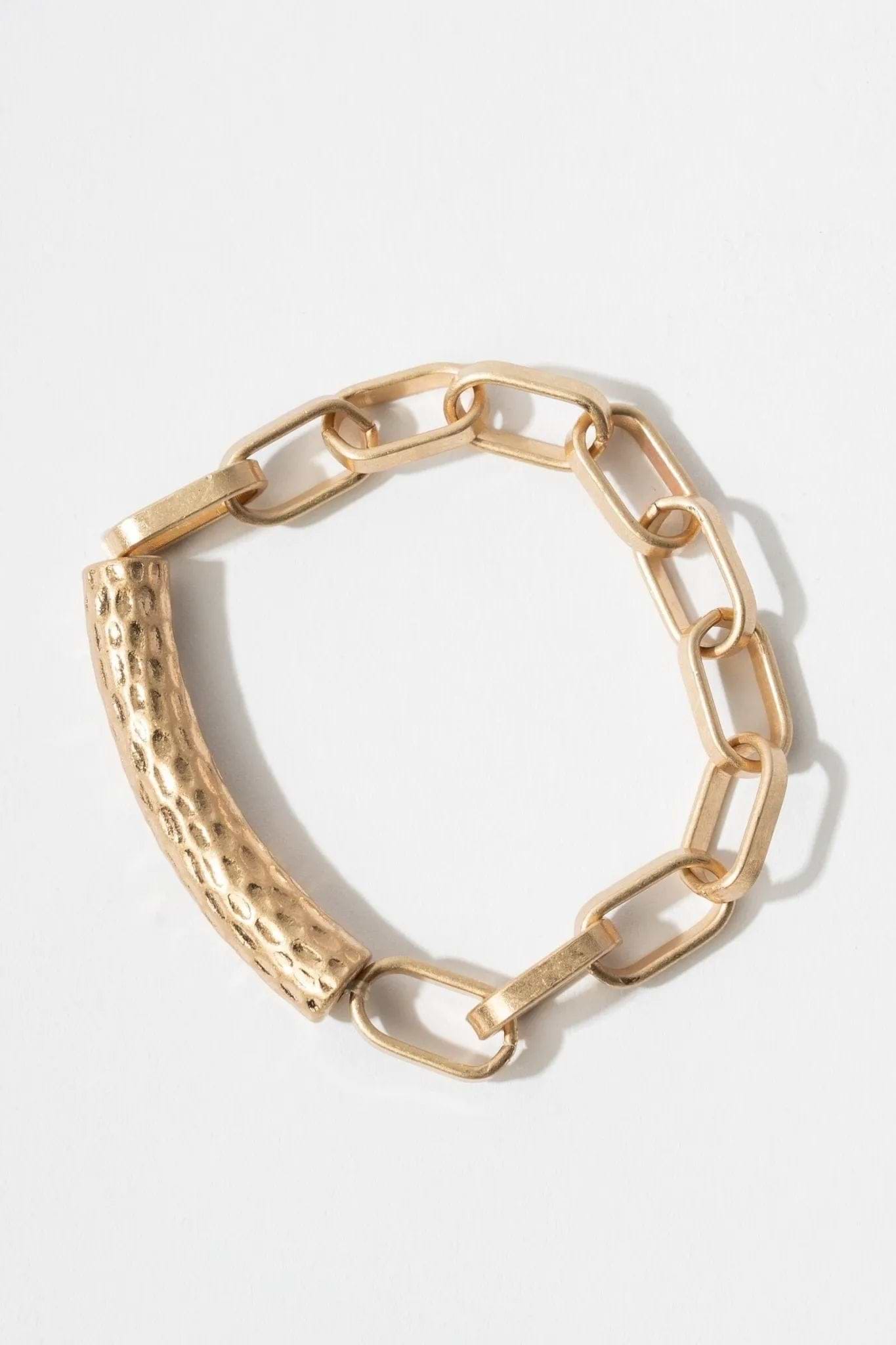 Metallic Beaded Chain Trio Bracelet - Gold
