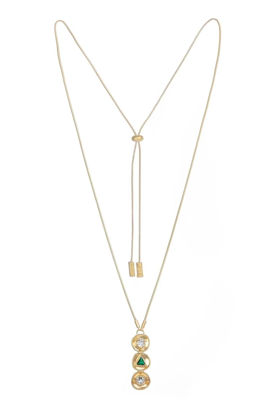 Divine Three Charm Pendant Necklace Green