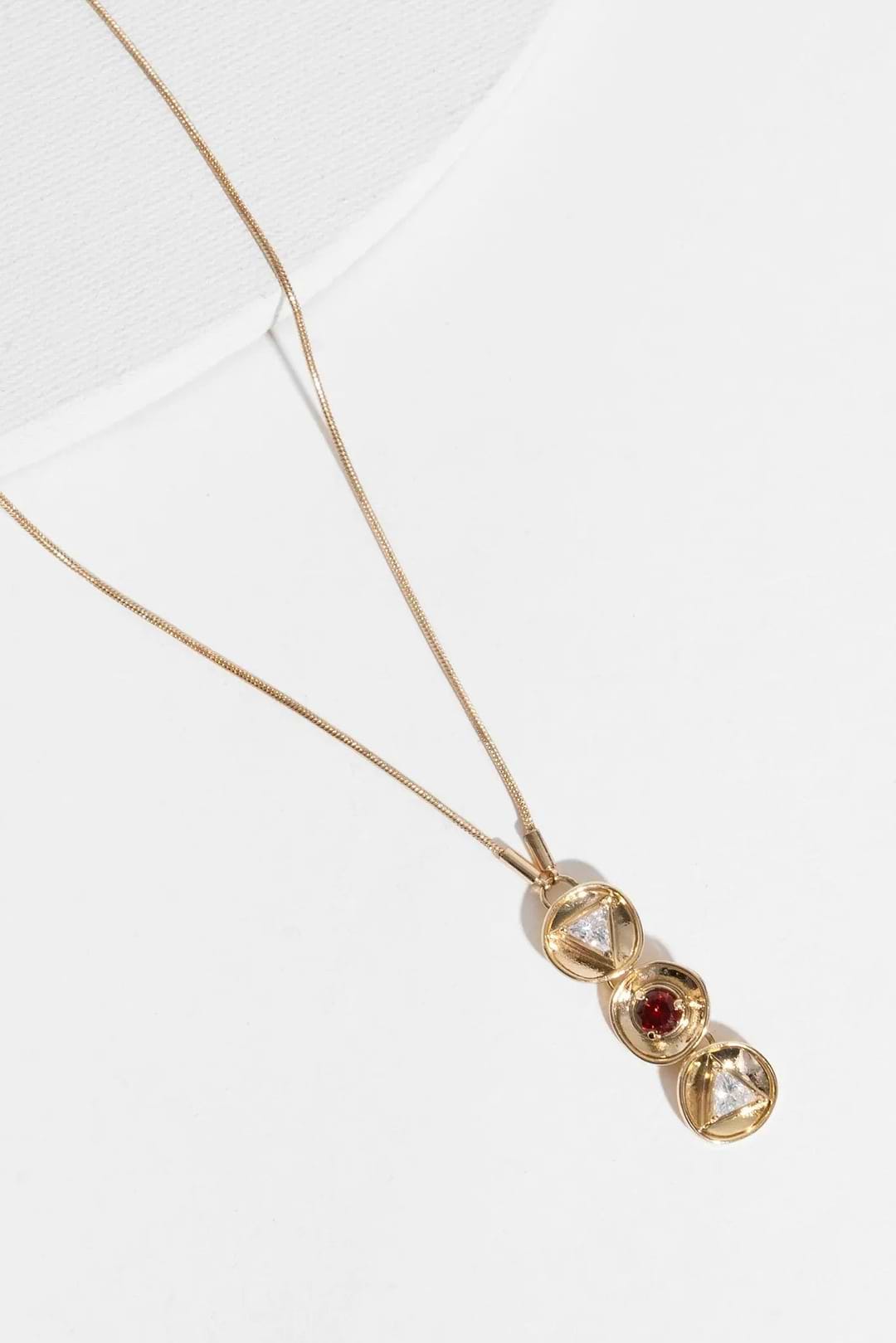 Divine Three Charm Pendant Necklace Red