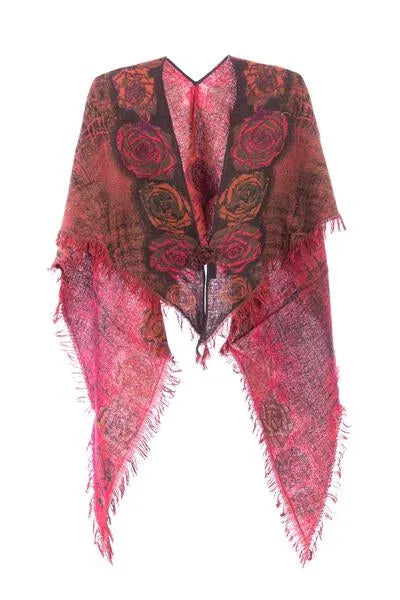 Triangular Mixed Woven Scarf Firebrick