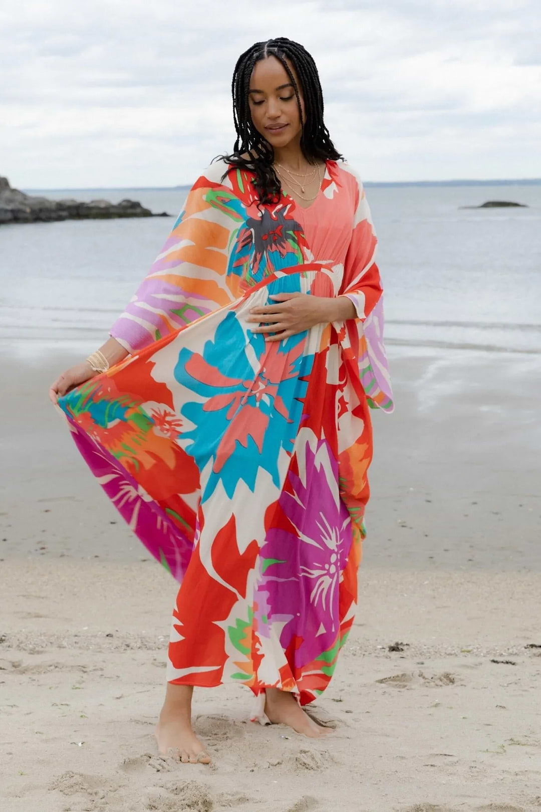 Multicolor Floral Kaftan Maxi - Dark Multi