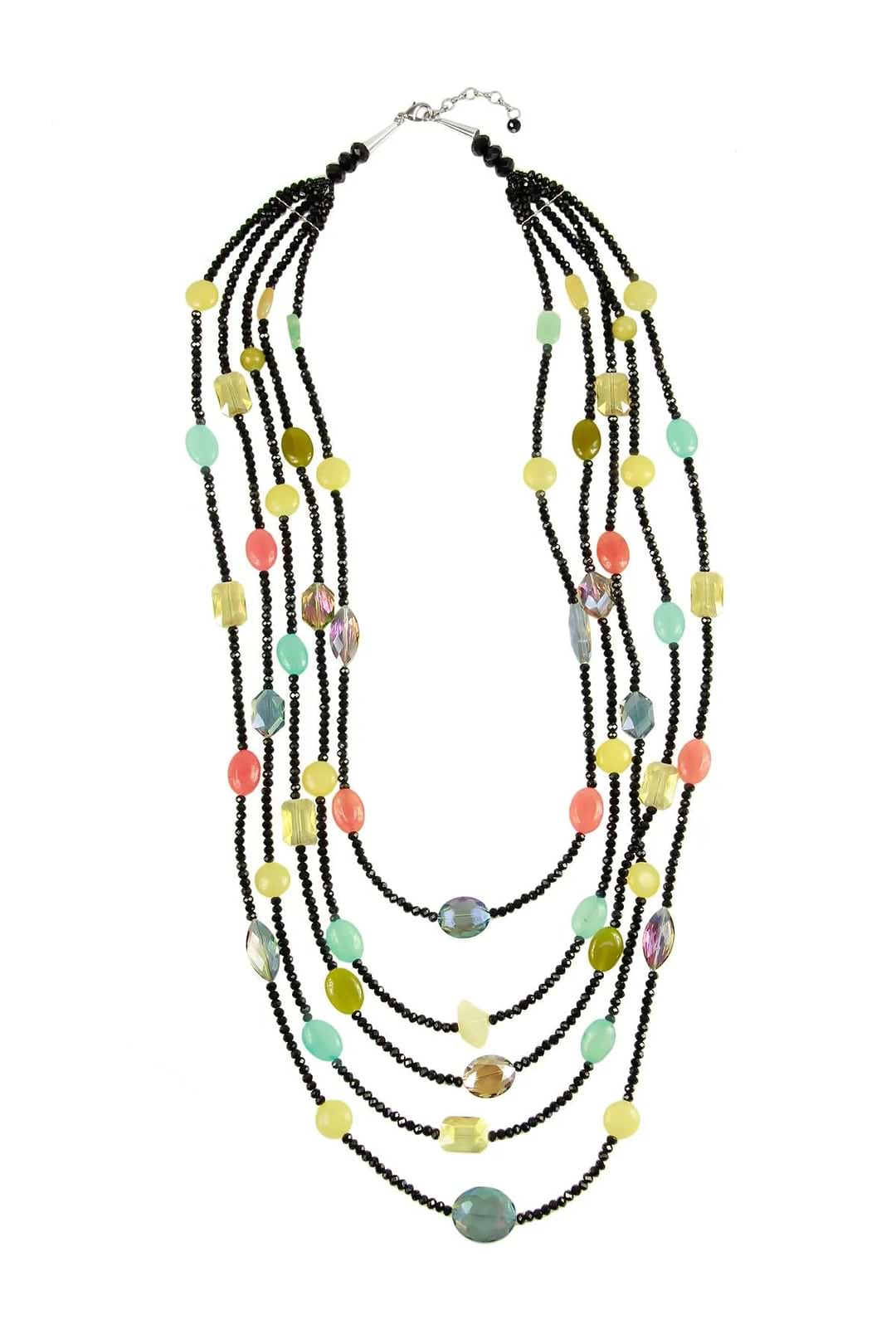 Multi Stone Statement Necklace Black