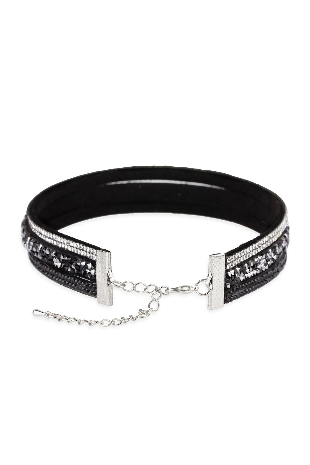 Layered Multi Strand Crystal Choker Black