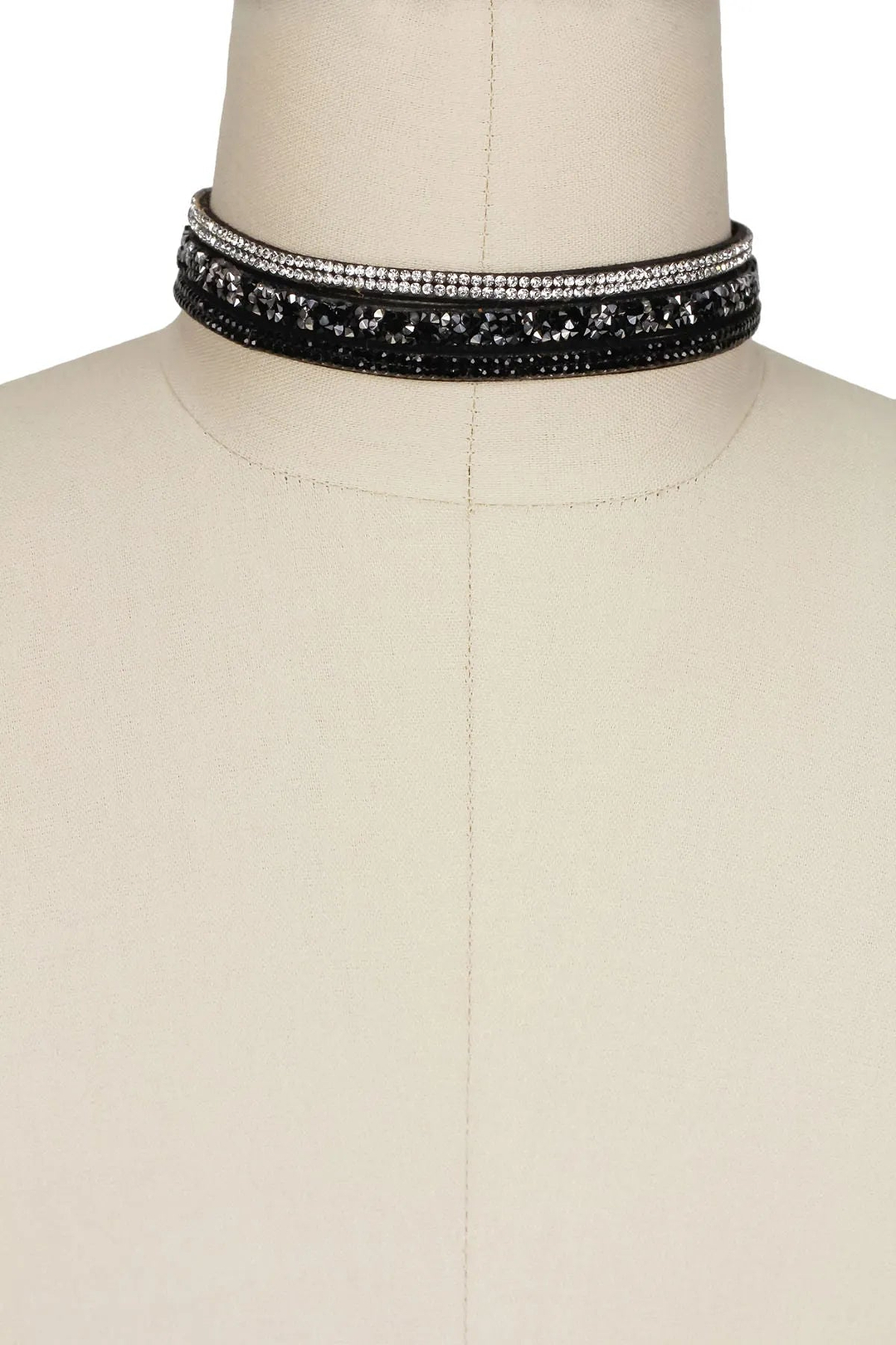 Layered Multi Strand Crystal Choker Black
