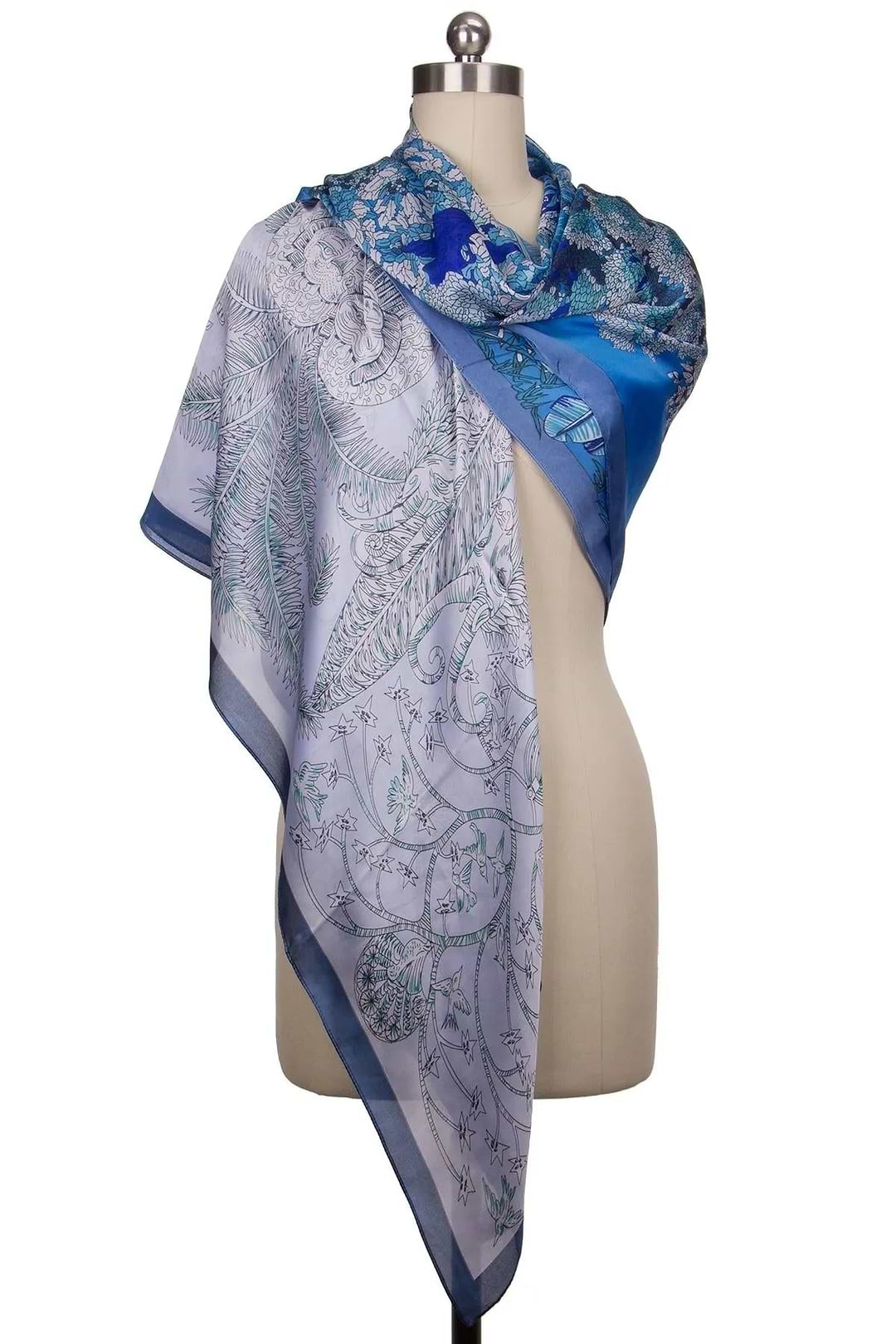 Hera flora Polyster Square Scarf Dodger Blue