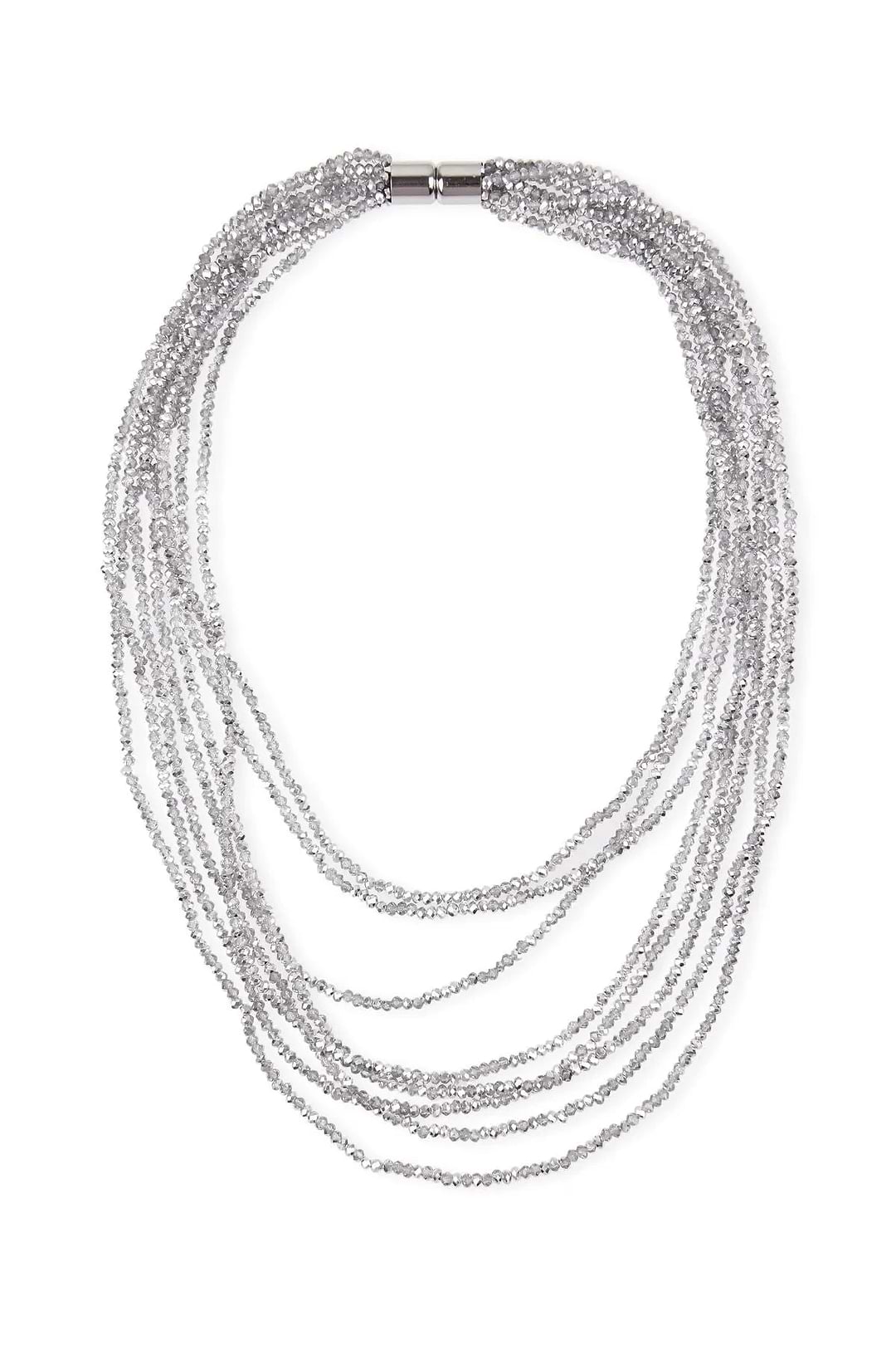 Long Multi Strand Crystal Necklace Gainsboro