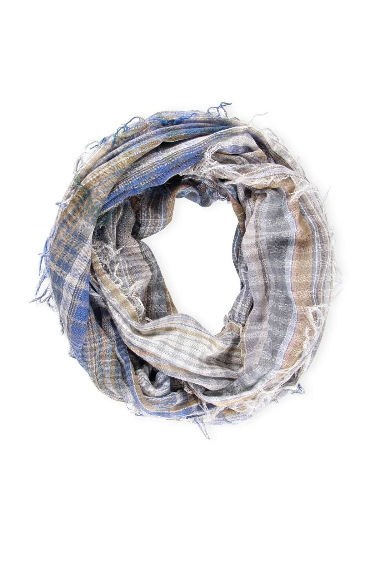 Penelope Plaid Infinity Scarf Light Gray
