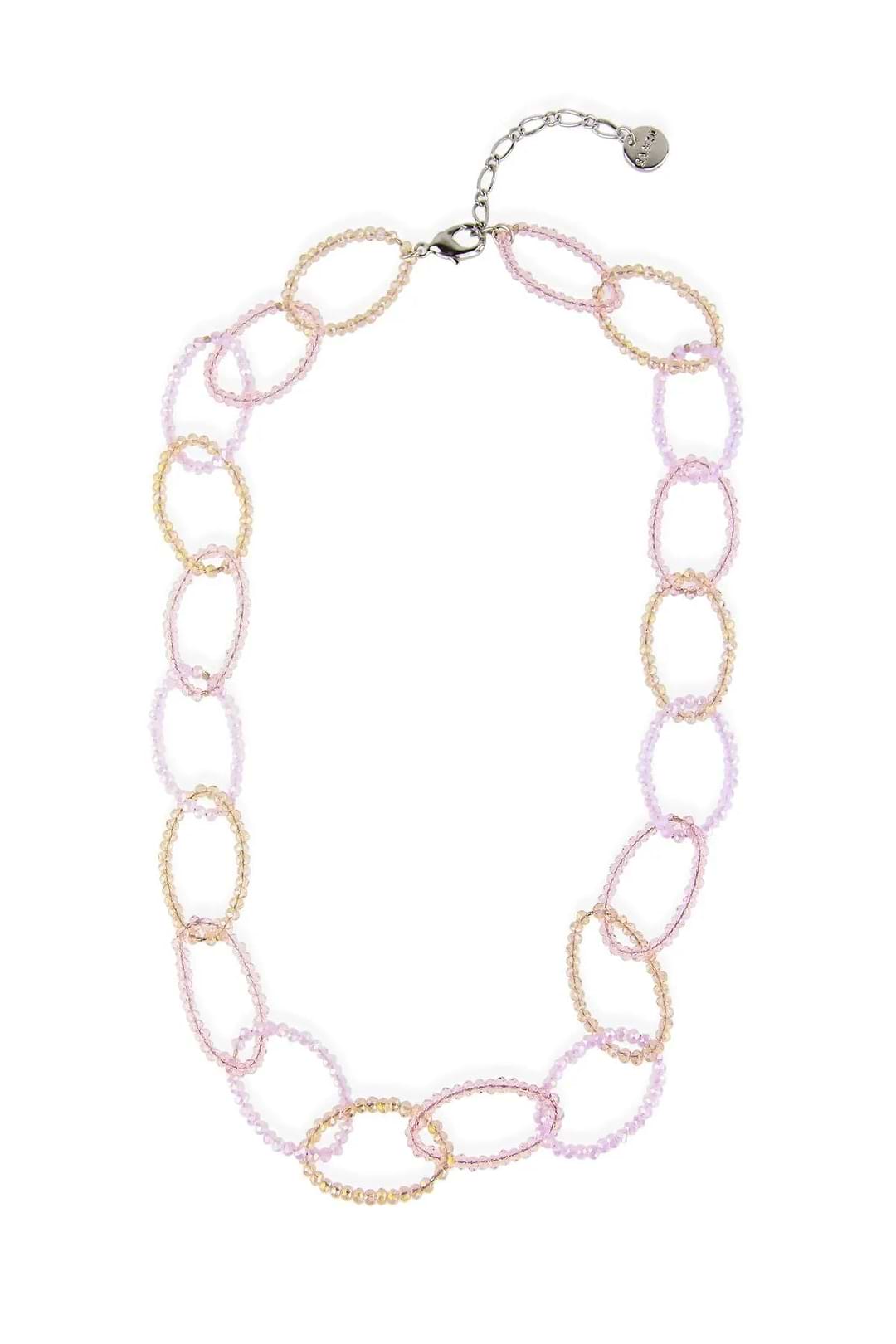Sampark Oval Linked Collar Necklace Light Pink