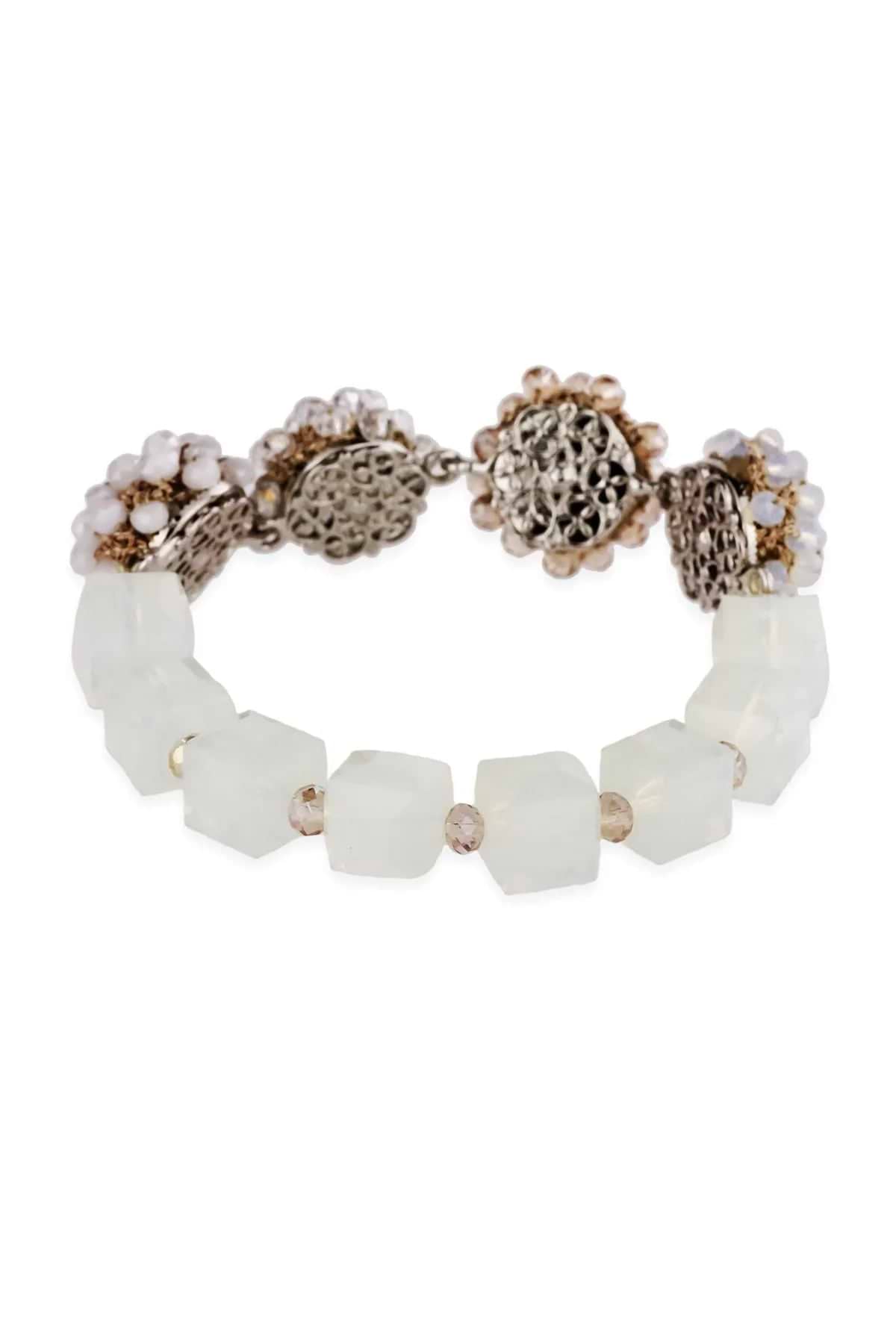 Clear Cluster Bracelet White