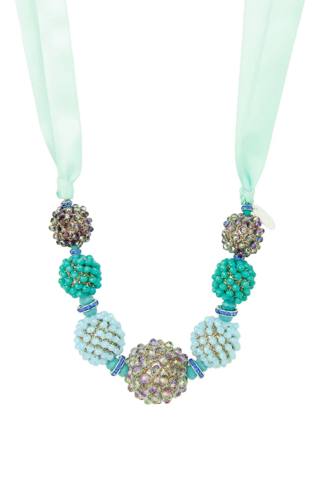Ribbon Raspberry Collar Necklace Powder Blue