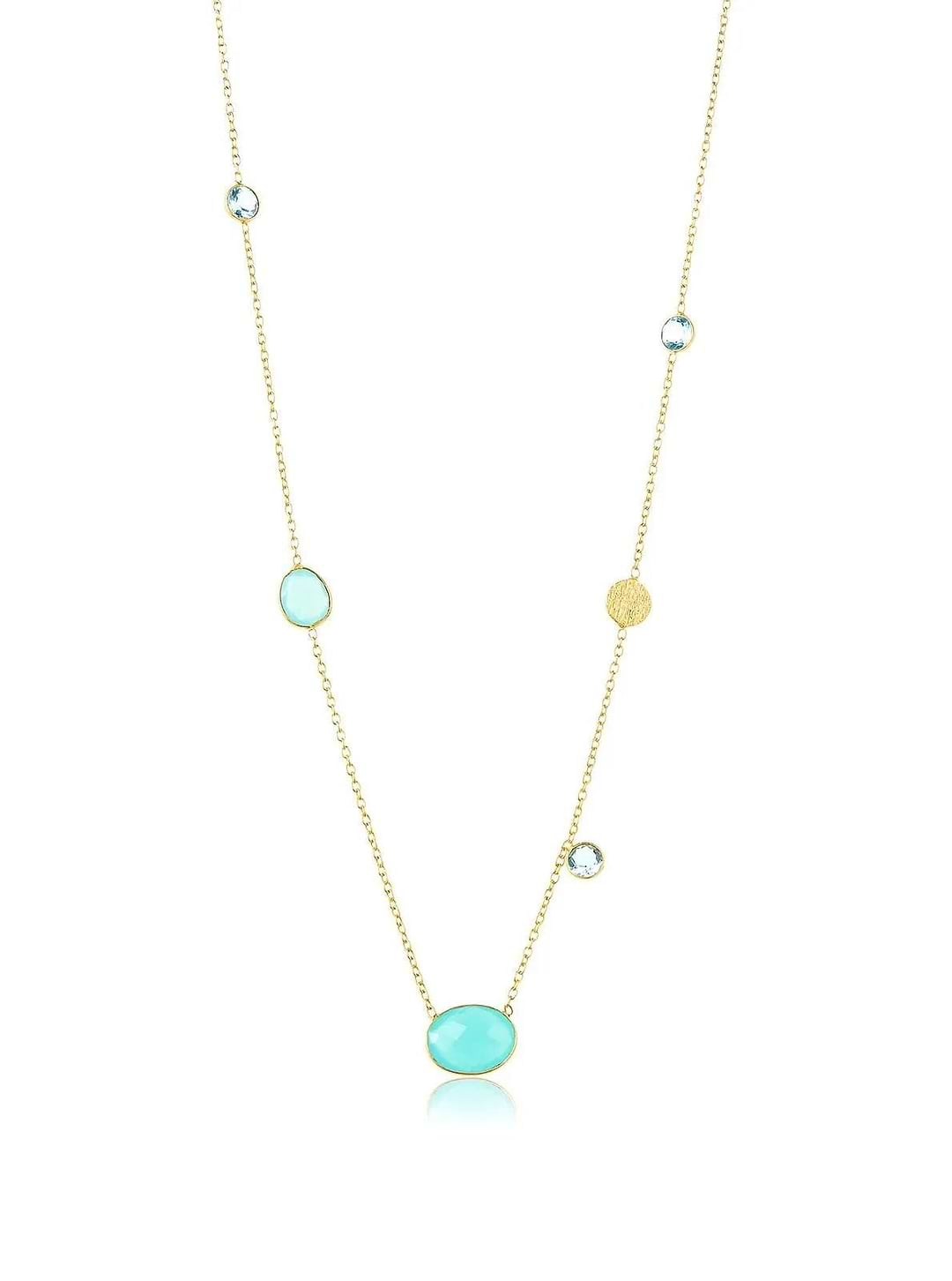 Saachi Blue Topaz & Aqua Chalcecedony Neckla Aqua Marine