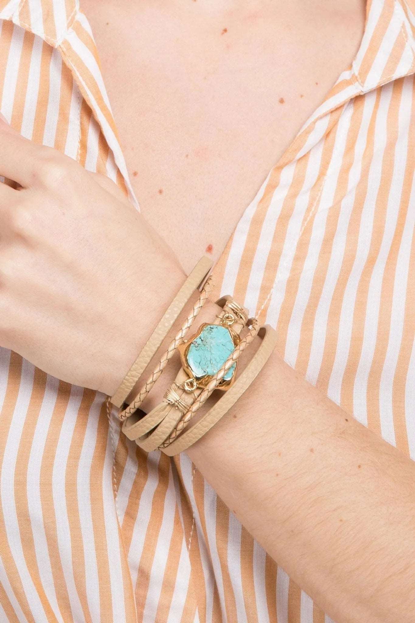 Braided Turquoise Bracelet - Pale Turquoise