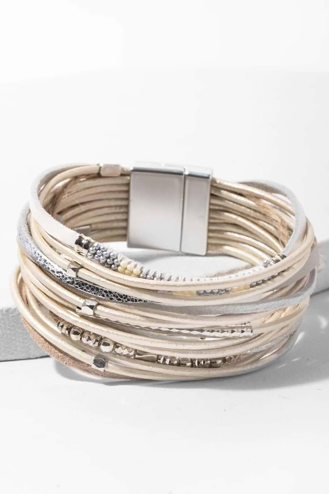 Laguna Beach Leather Bracelet Ivory