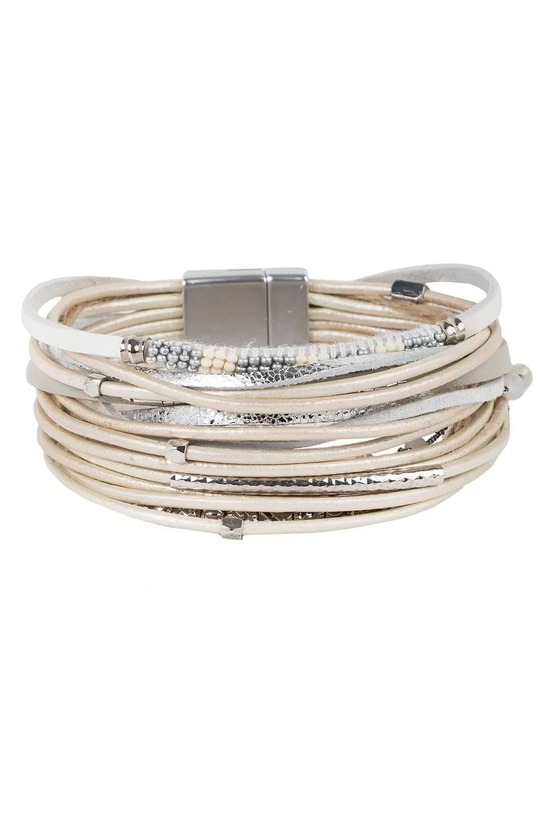 Laguna Beach Leather Bracelet Ivory
