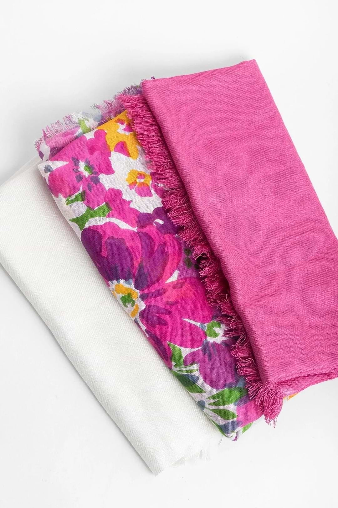  Flower Garden Scarf Set - Hot Pink