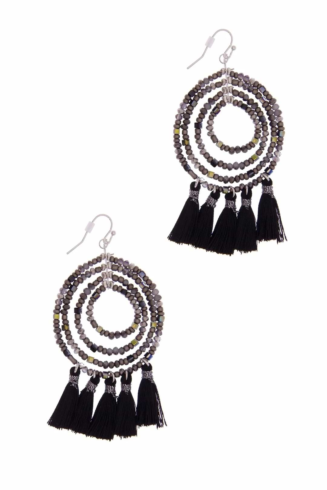 Varkala Beaded Hoop Earring - Black