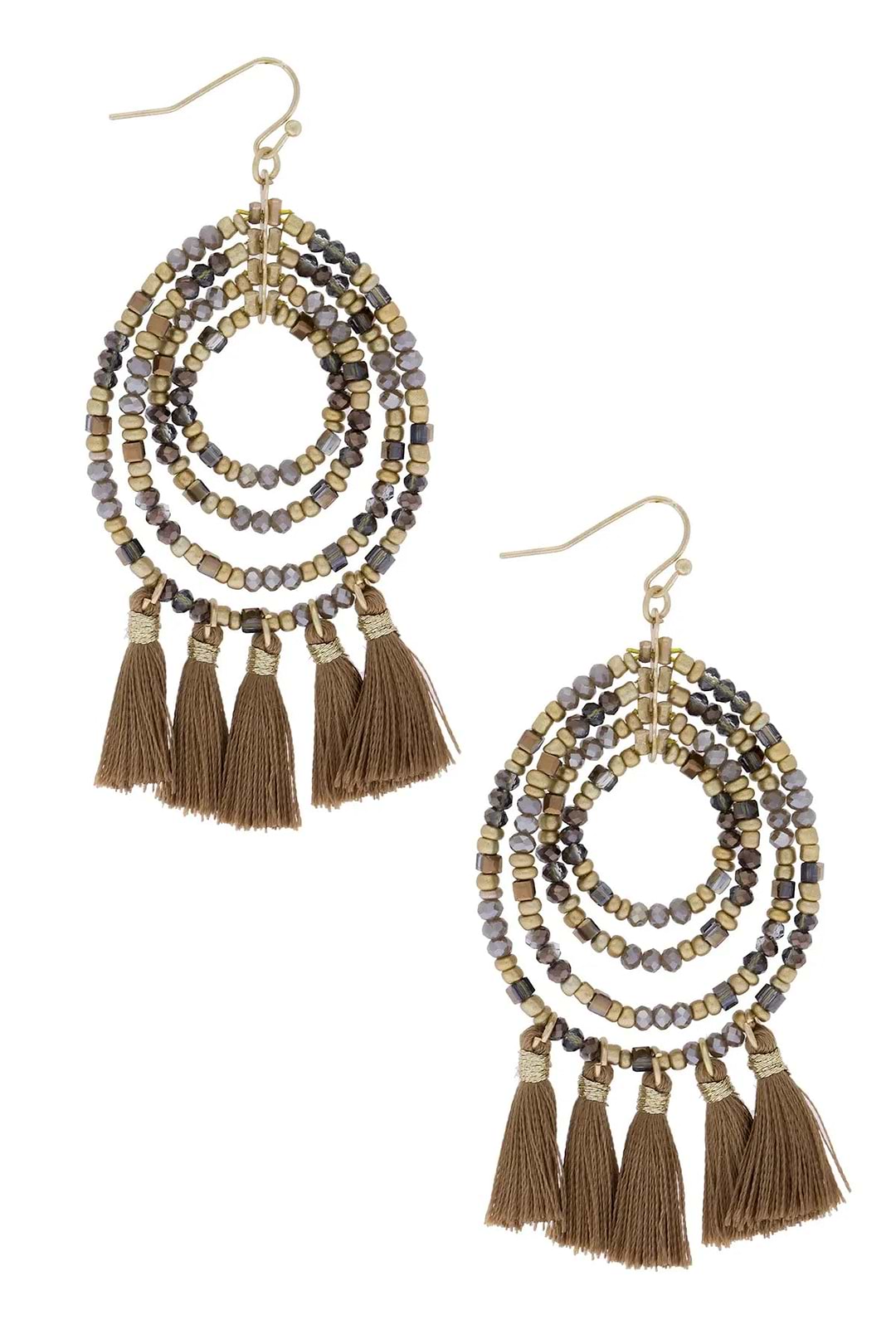 Varkala Beaded Hoop Earring - Saddle Brown
