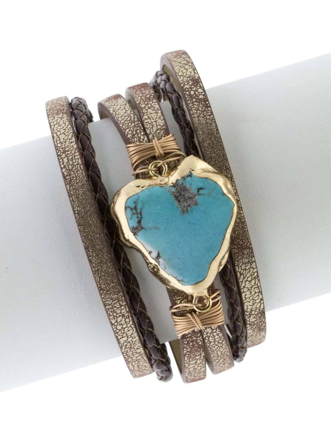 Braided Turquoise Bracelet Brown - Light Sky Blue