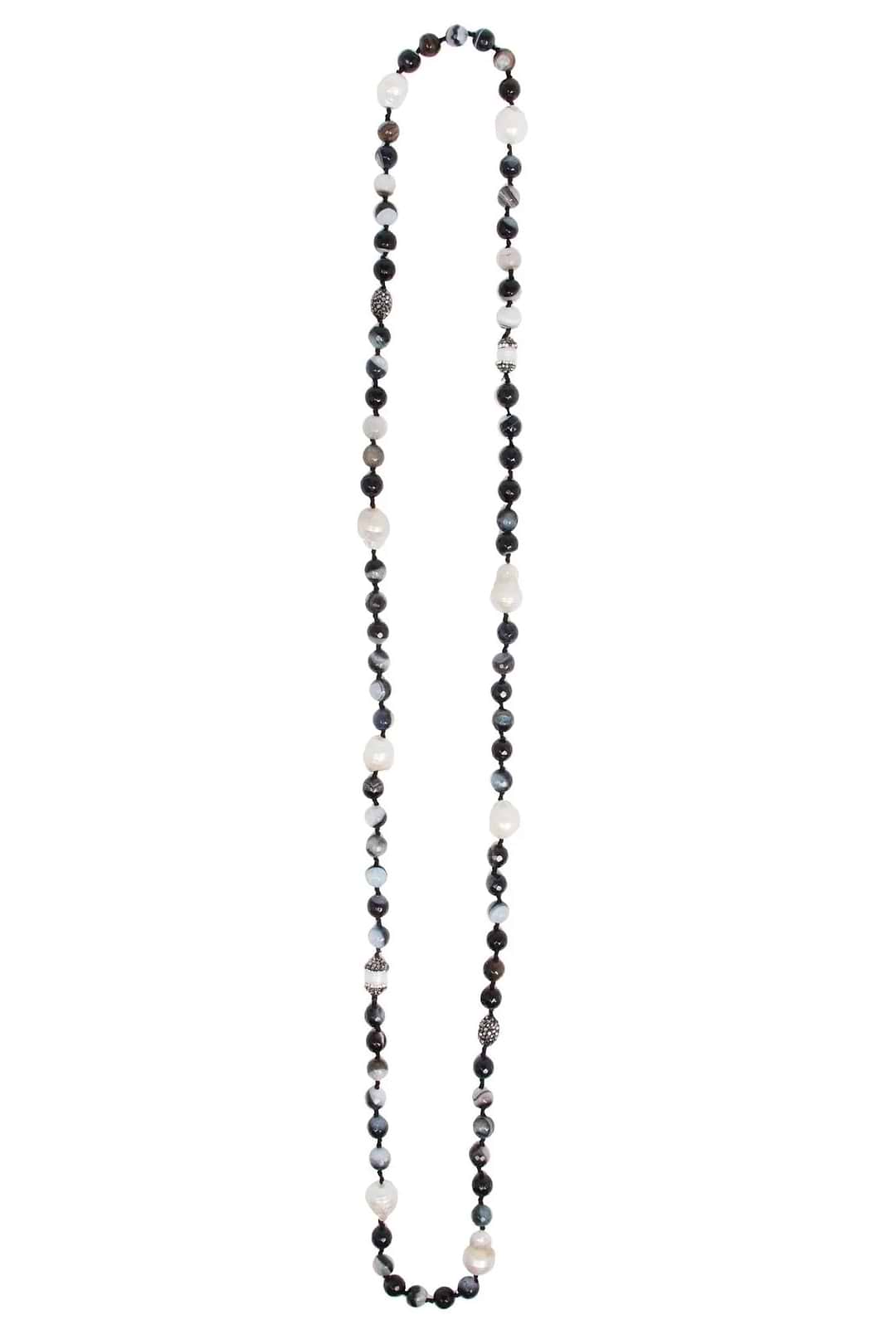 Tahitian Pearl Beaded Long Necklace Black