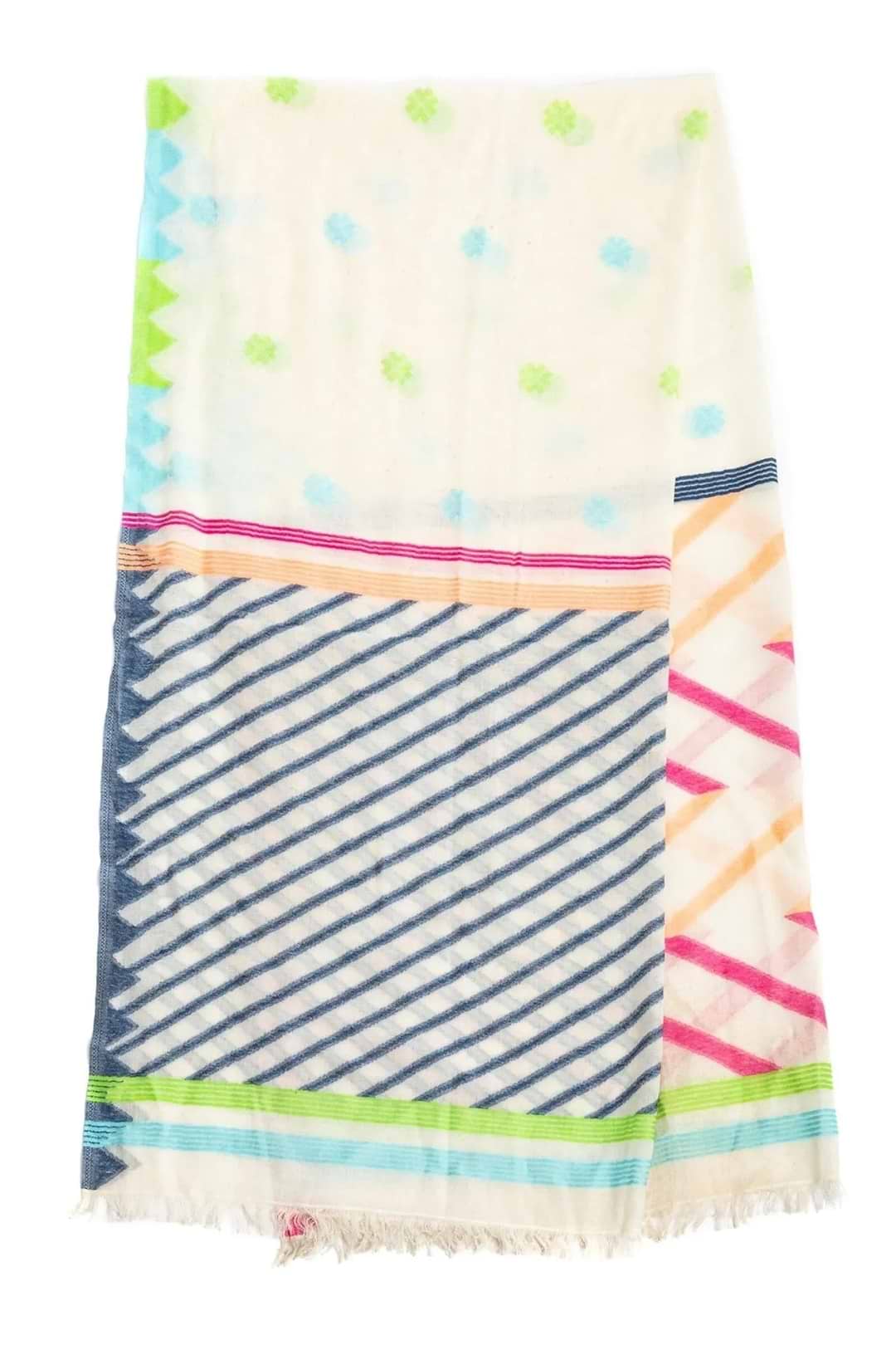 Colorful Mixed Pattern Scarf - Old Lace