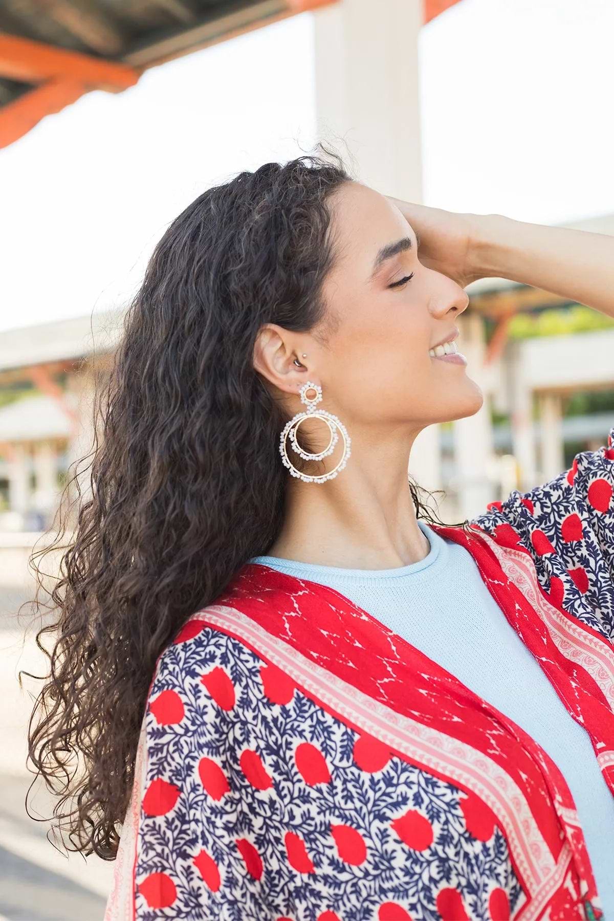 Paradise Hoop Earring White