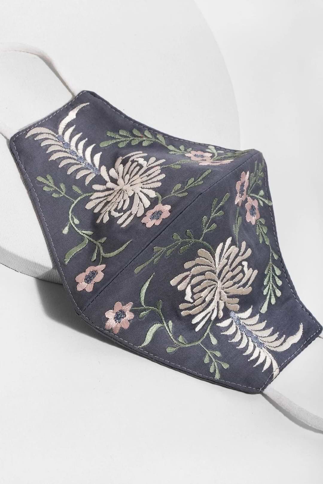 Primavera Embroidered Face Mask Grey