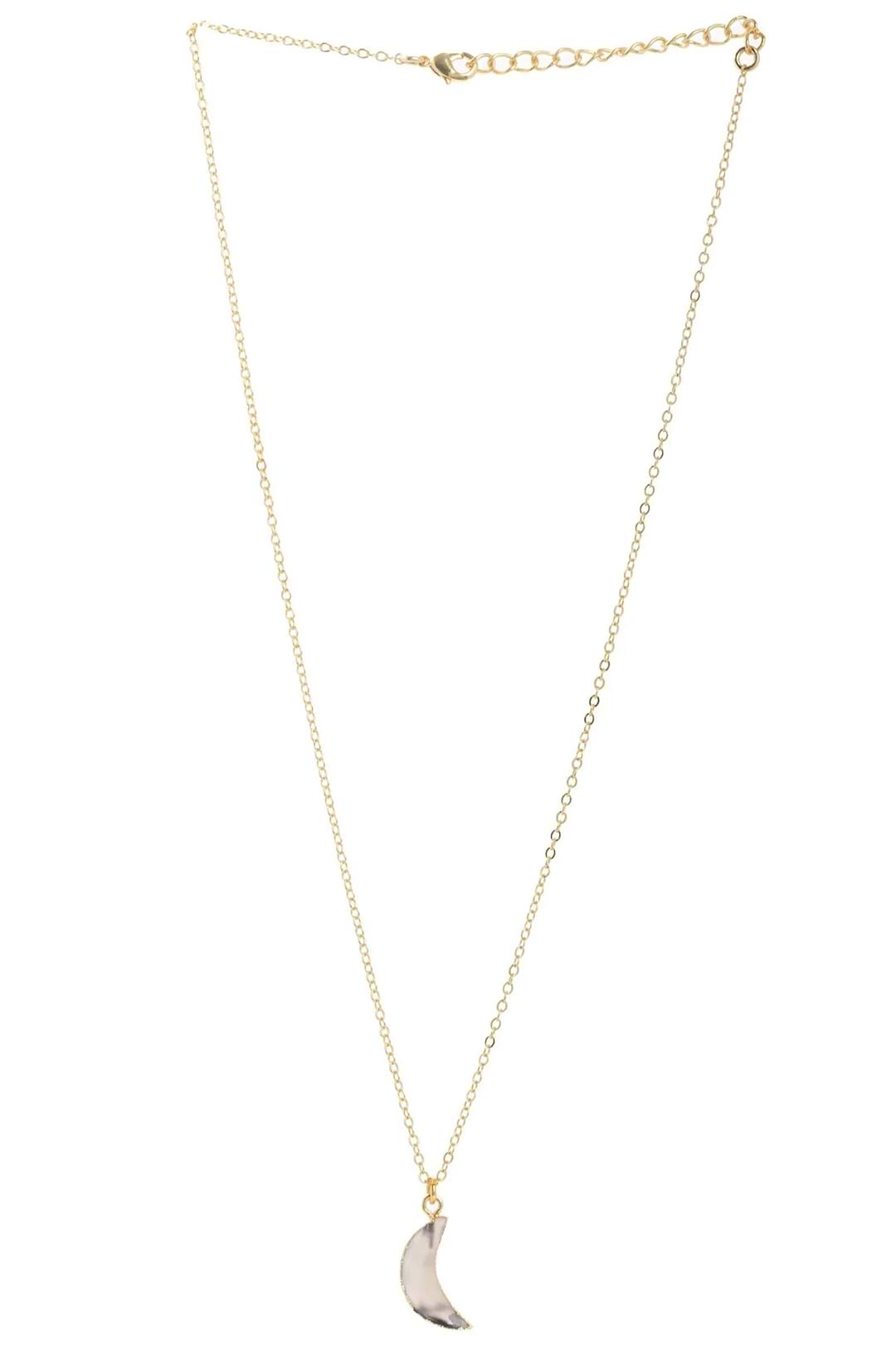 Mini Moon Gemstone Earring and Necklace Set White