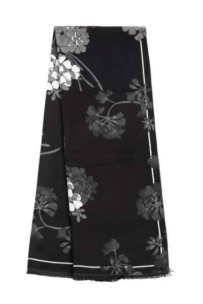 Reversible Floral Scarf For Winter - Black