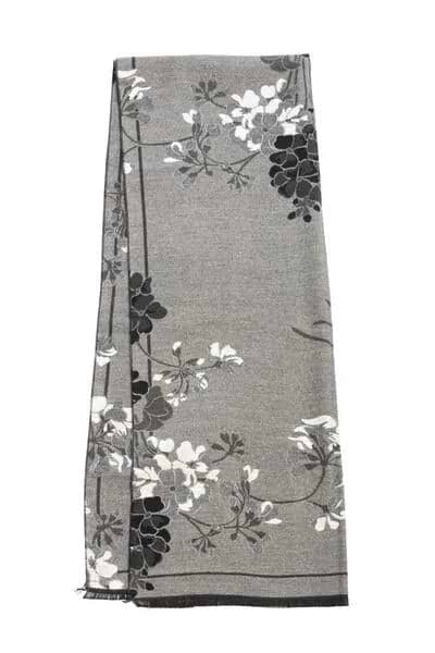 Reversible Floral Scarf For Winter - Black