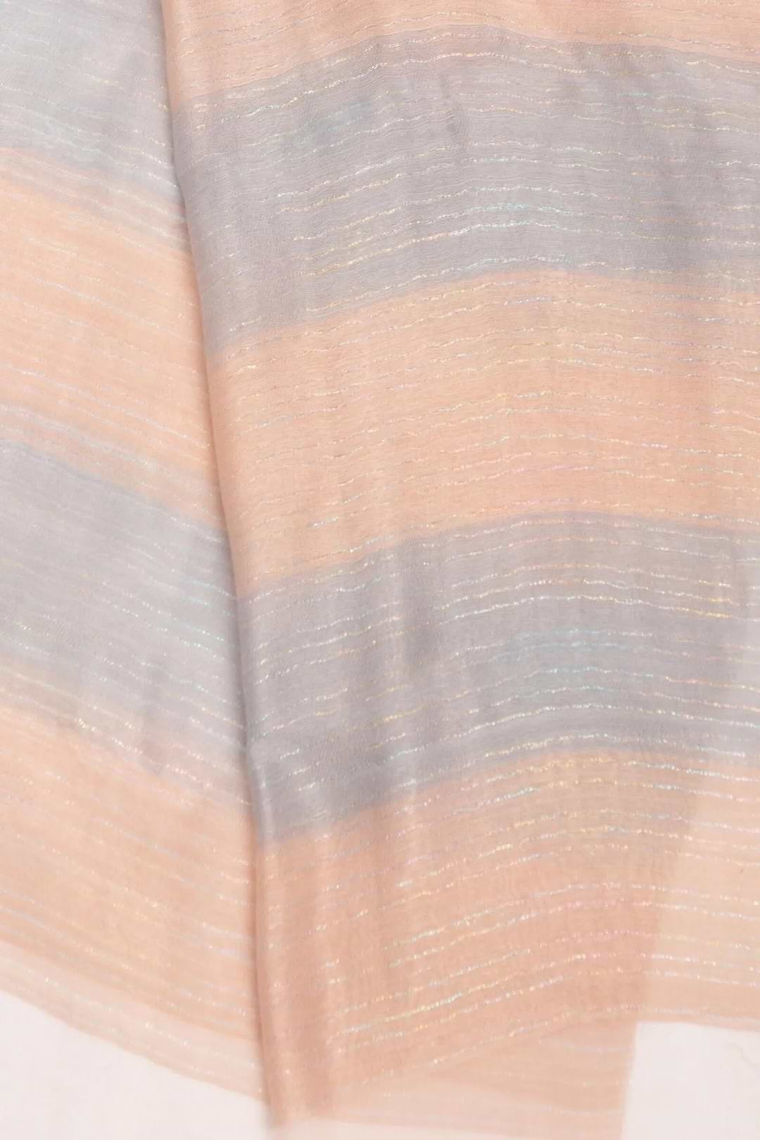 Silk Wool Shimmering Striped Scarf - Peach Puff