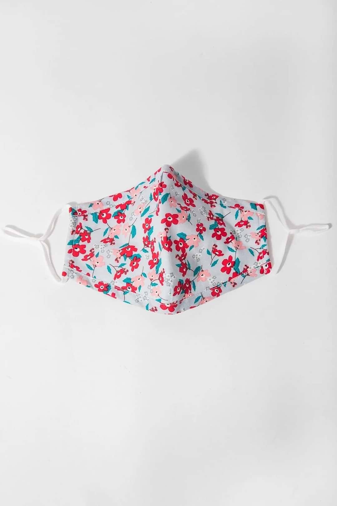 Adjustable Floral Face Mask with Two PM2.5 Filters Crimson