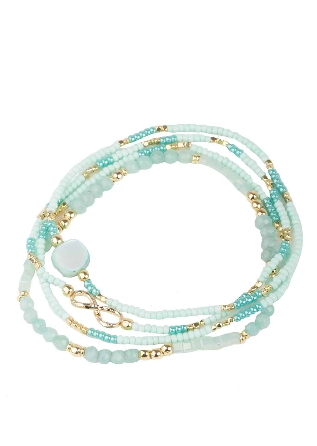 Infinity Beaded Bracelet Set - Turquoise