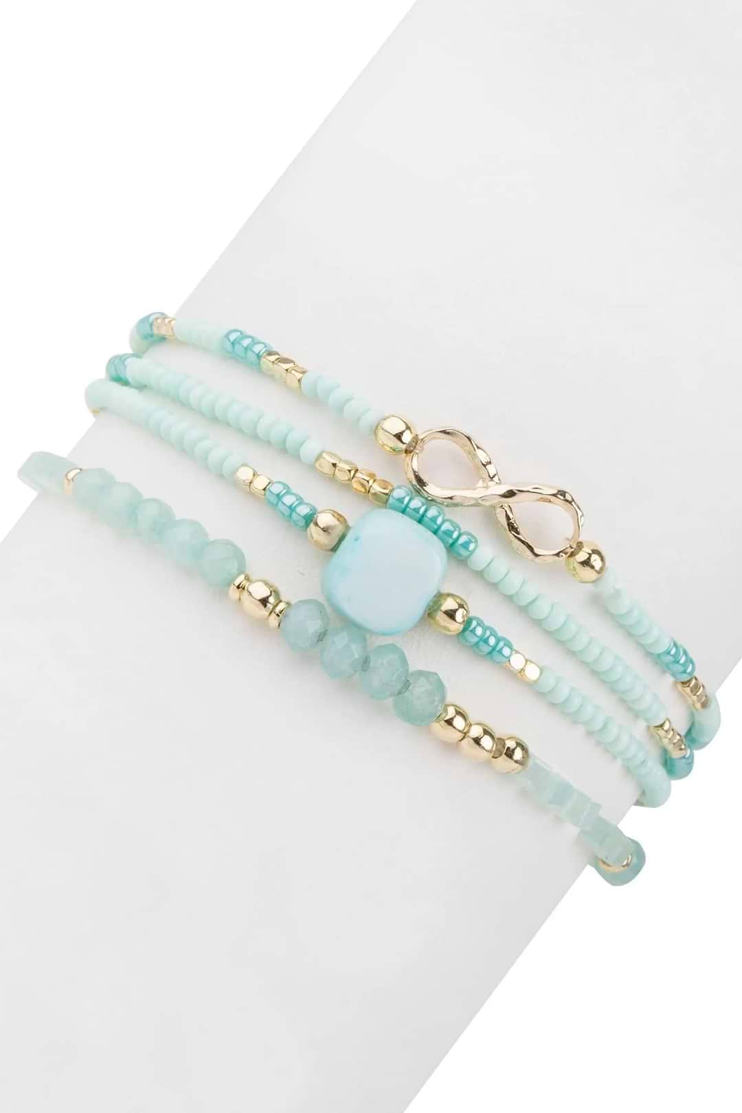 Infinity Beaded Bracelet Set - Turquoise