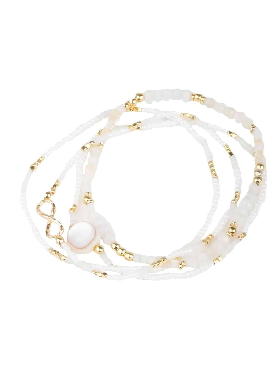 Infinity Beaded Bracelet Set - White