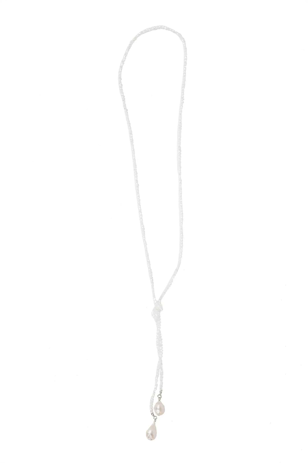 Baroque Knotted Pearl Necklace White