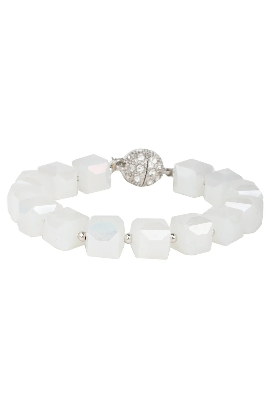 Faceted Bead Bracelet White