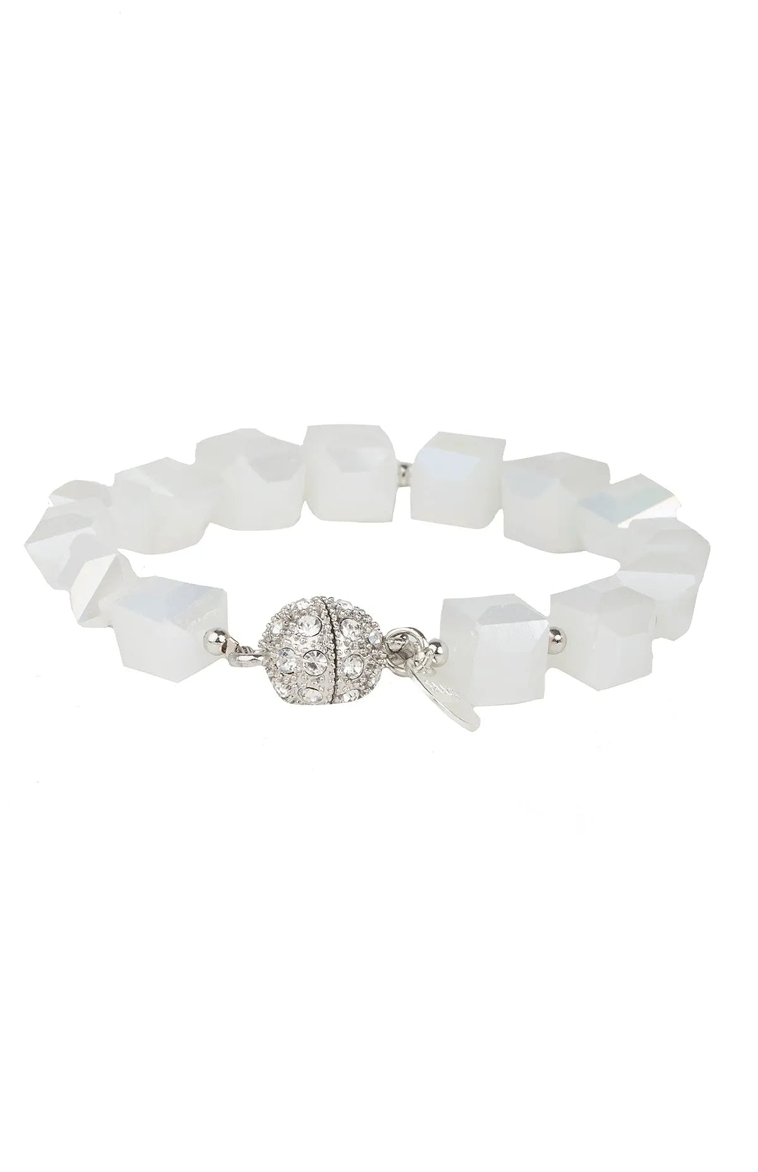 Faceted Bead Bracelet White