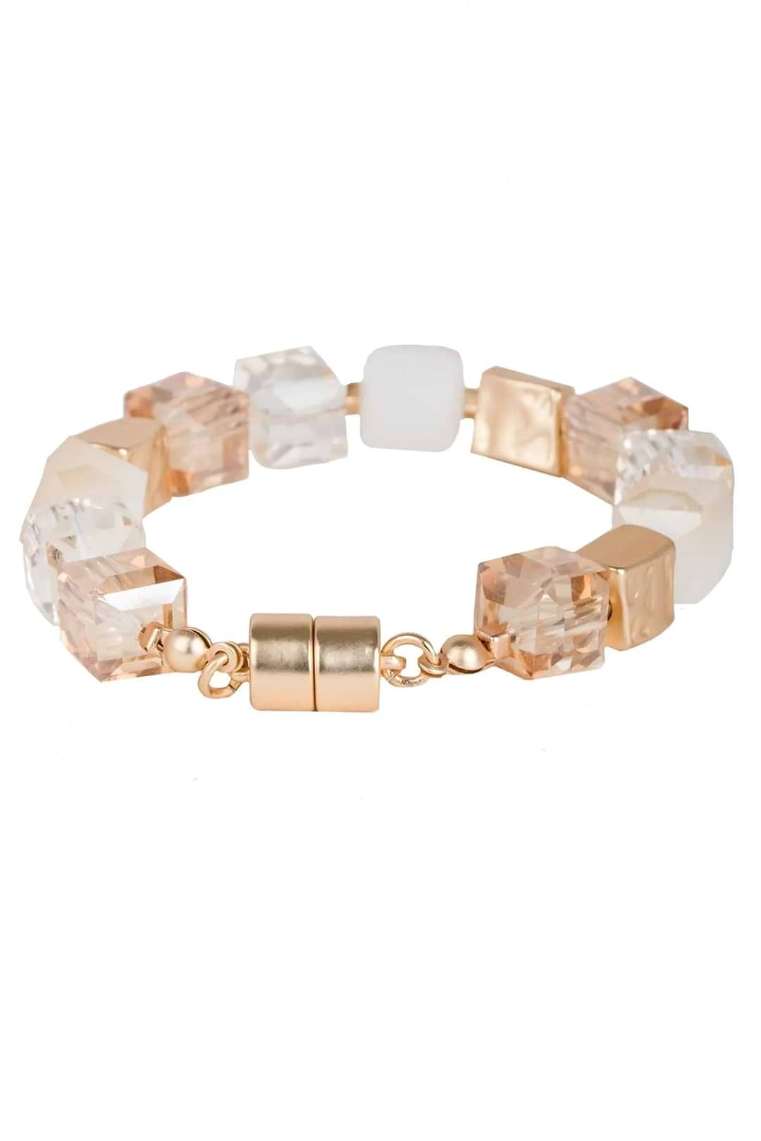 Faceted Bead and Stone Bracelet - Antique White