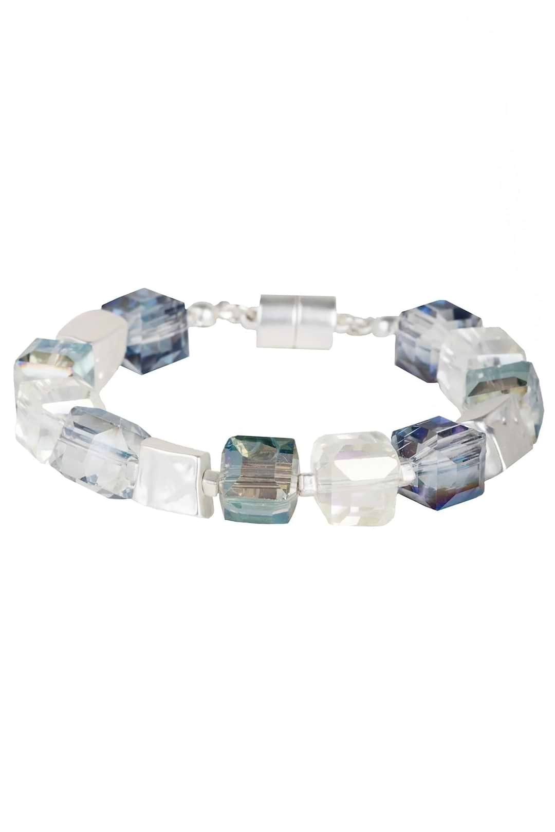 Faceted Bead and Stone Bracelet - Blue