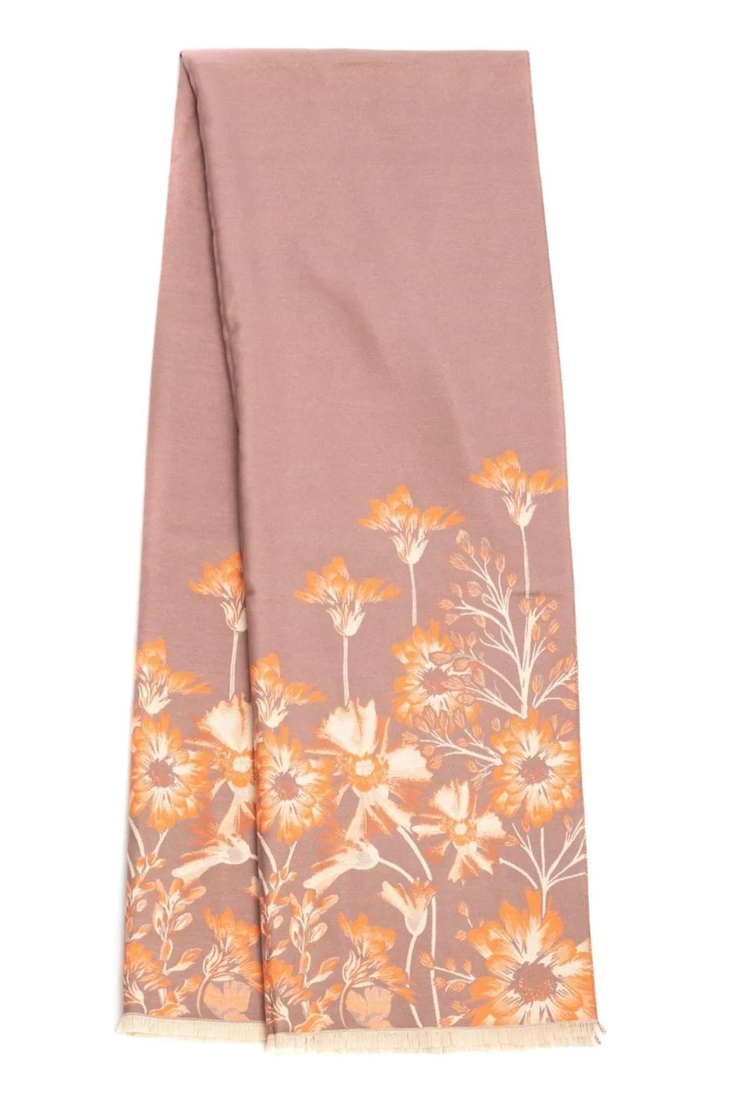 Reversible Floral Oversized Scarf - Orange