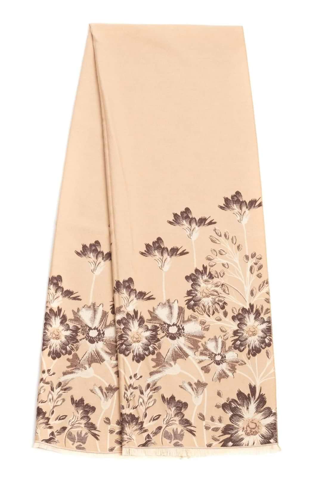 Reversible Floral Oversized Scarf - Antique White