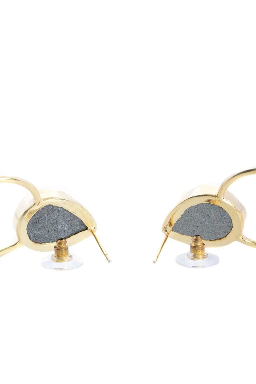 Druzy Adorned Hoop Earrings White