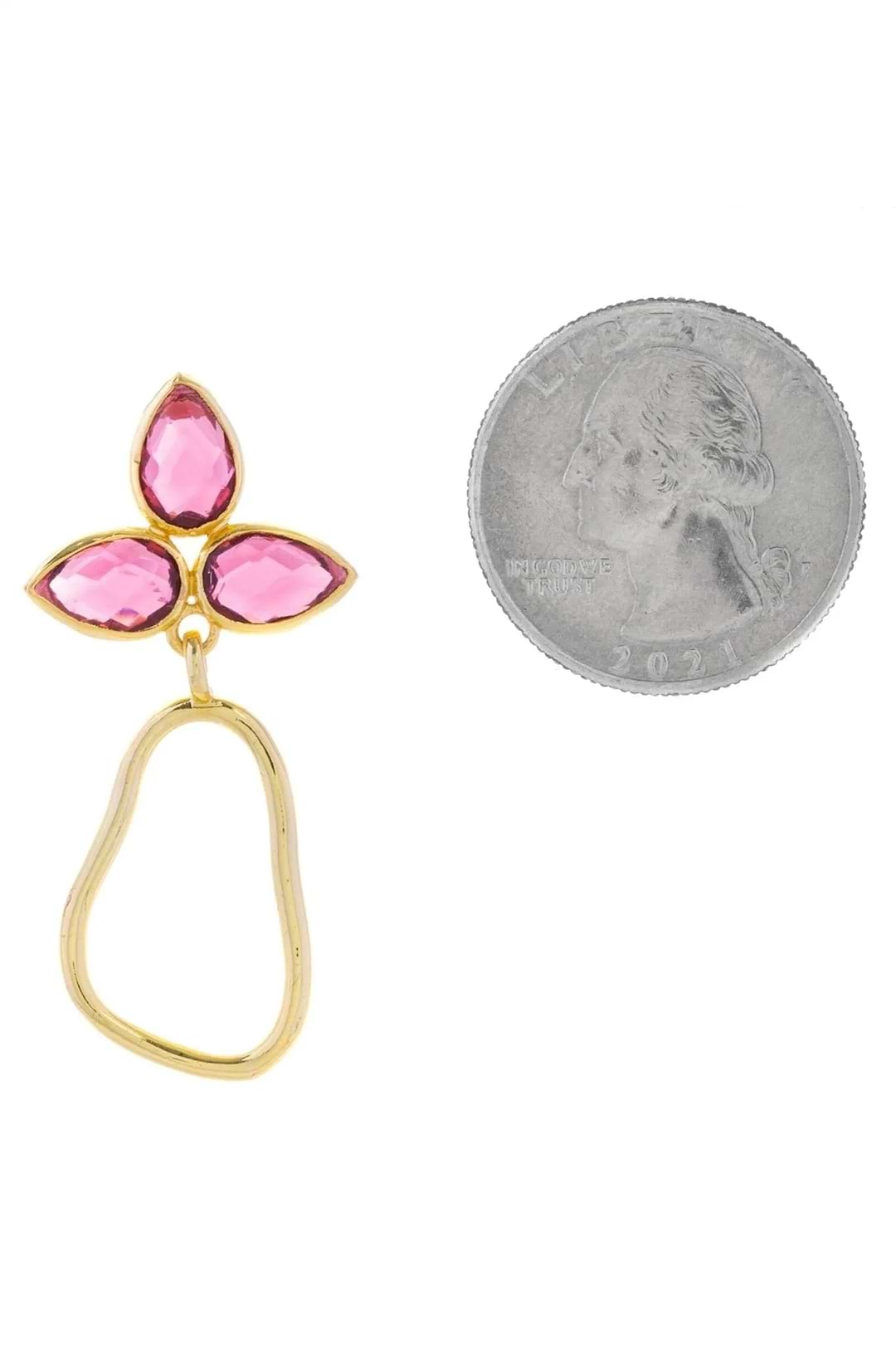 Triple Gemstone Abstract Dangle Earrings - Hot Pink