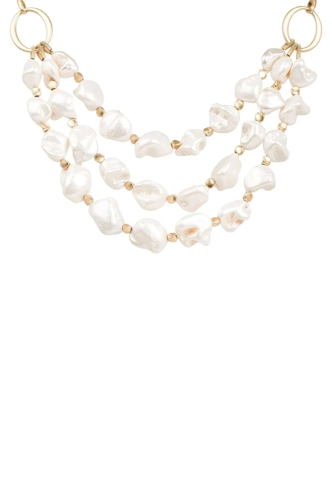Chunky Pearl Multi Chain Necklace - White