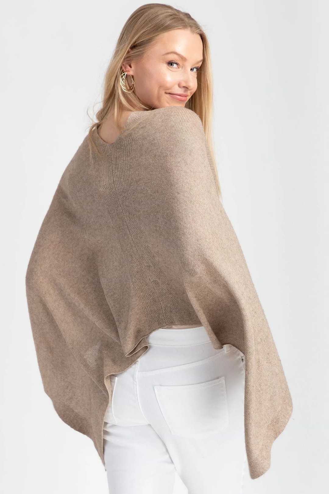 Heart Cashmere and Silk Poncho - Linen