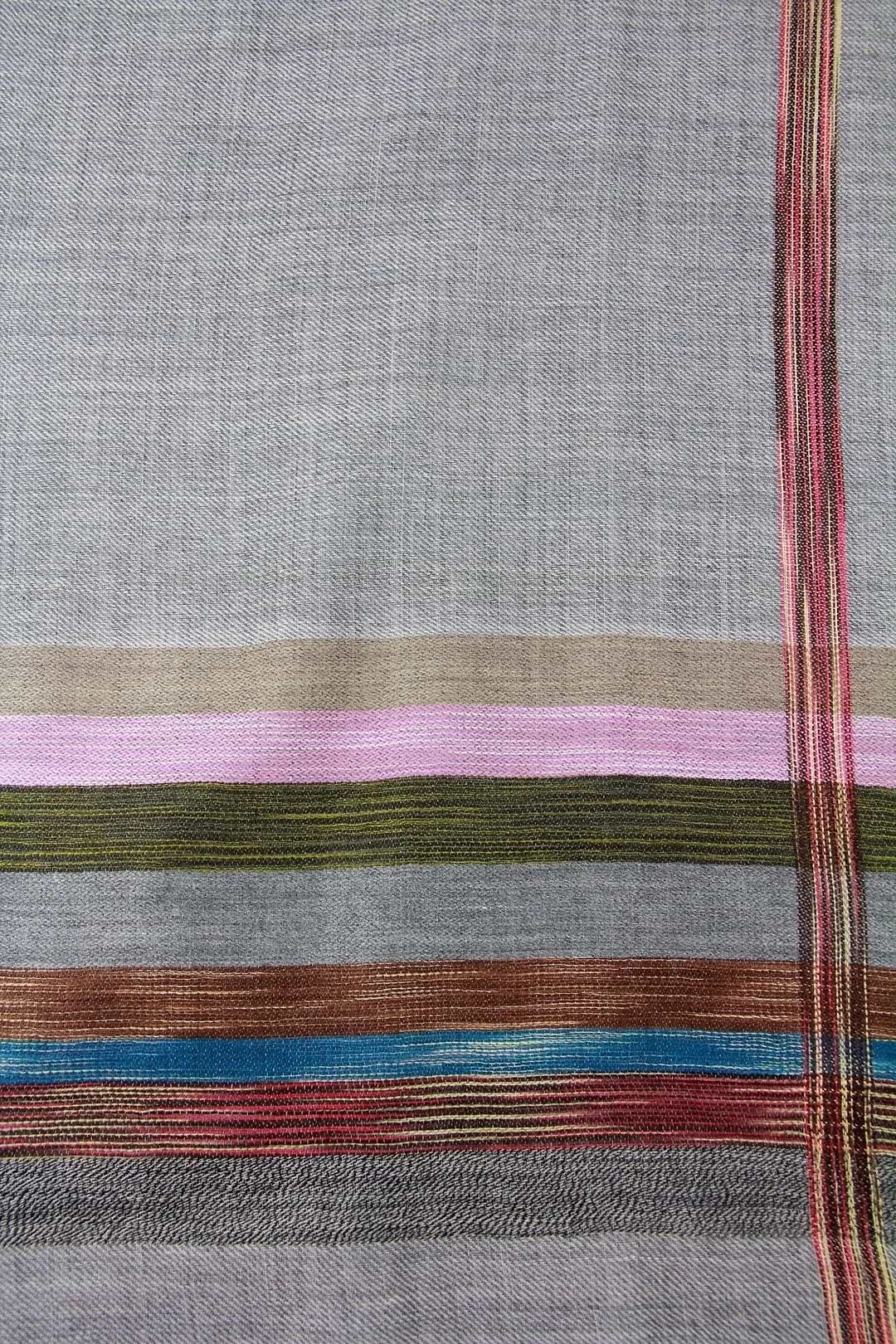 Plaid Border Scarf - Grey